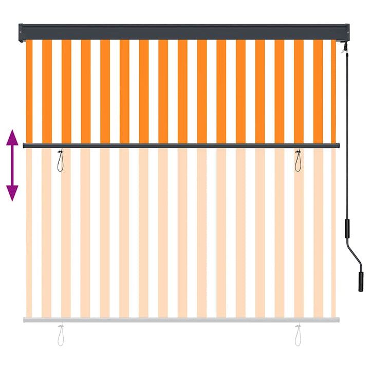 Rullegardin Hvid og Orange 180 x 250 cm Stof og Aluminium