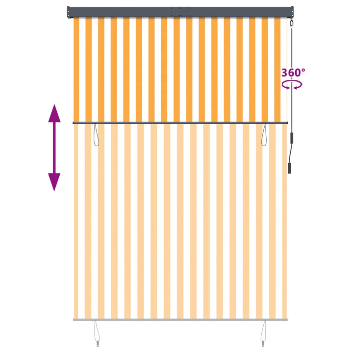 Rullegardin Hvid og Orange 180 x 250 cm Stof og Aluminium