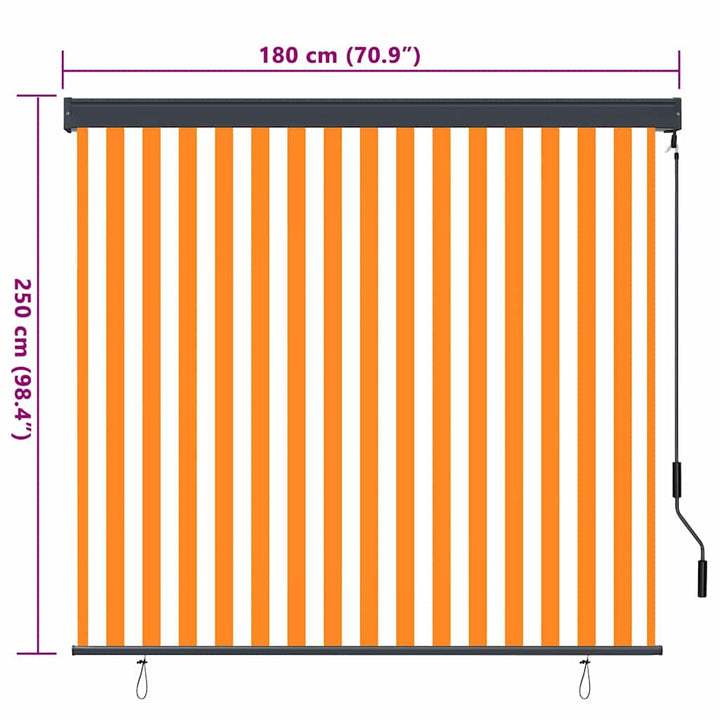 Rullegardin Hvid og Orange 180 x 250 cm Stof og Aluminium