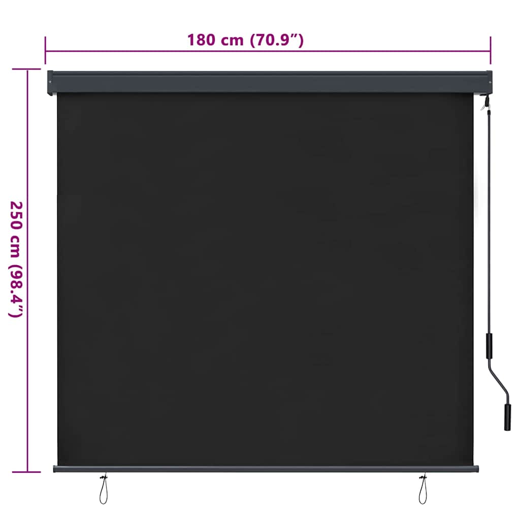 Rullegardin Antracit 180 x 250 cm Stof og Aluminium