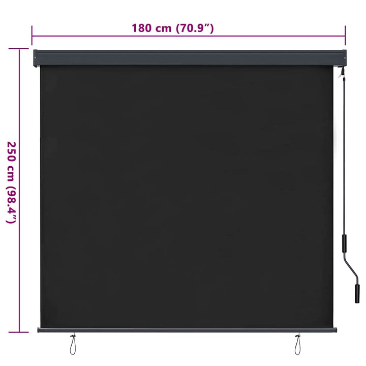 Rullegardin Antracit 180 x 250 cm Stof og Aluminium