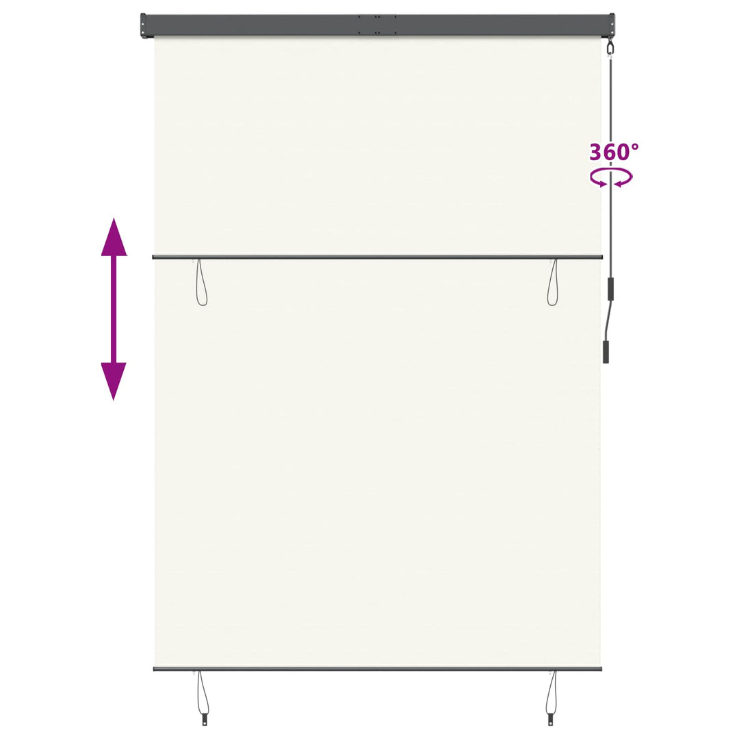 Rullegardin Cremefarvet 180 x 250 cm Stof og Aluminium