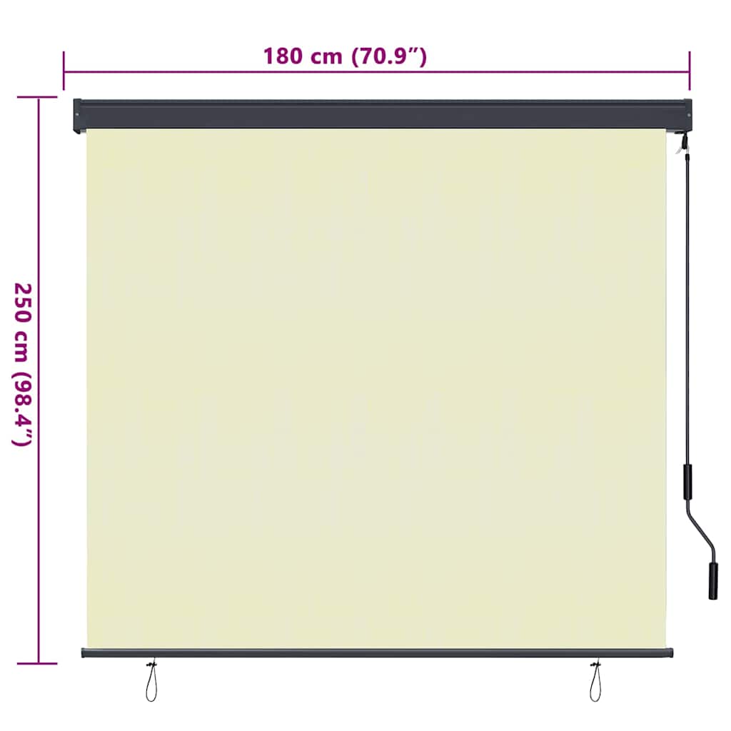 Rullegardin Cremefarvet 180 x 250 cm Stof og Aluminium