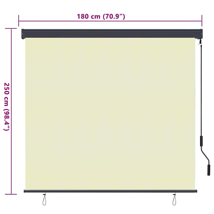 Rullegardin Cremefarvet 180 x 250 cm Stof og Aluminium