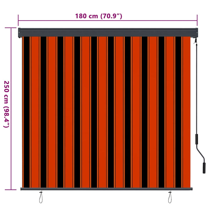 Rullegardin Orange og Brun 180 x 250 cm Stof og Aluminium