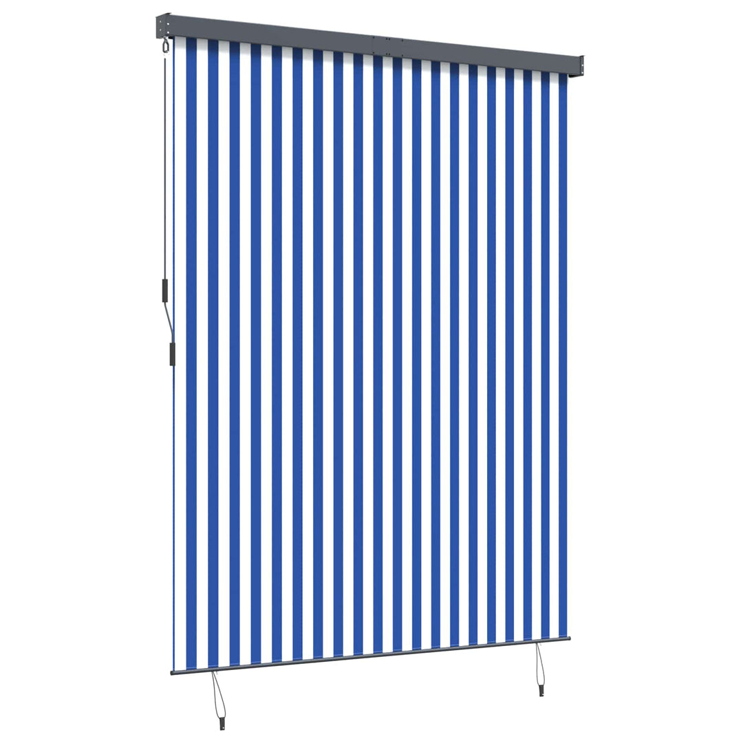 Rullegardin Blå og Hvid 200 x 250 cm Stof og Aluminium