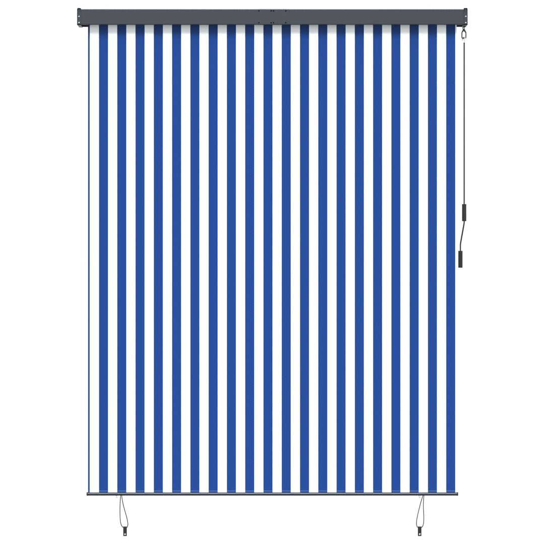 Rullegardin Blå og Hvid 200 x 250 cm Stof og Aluminium