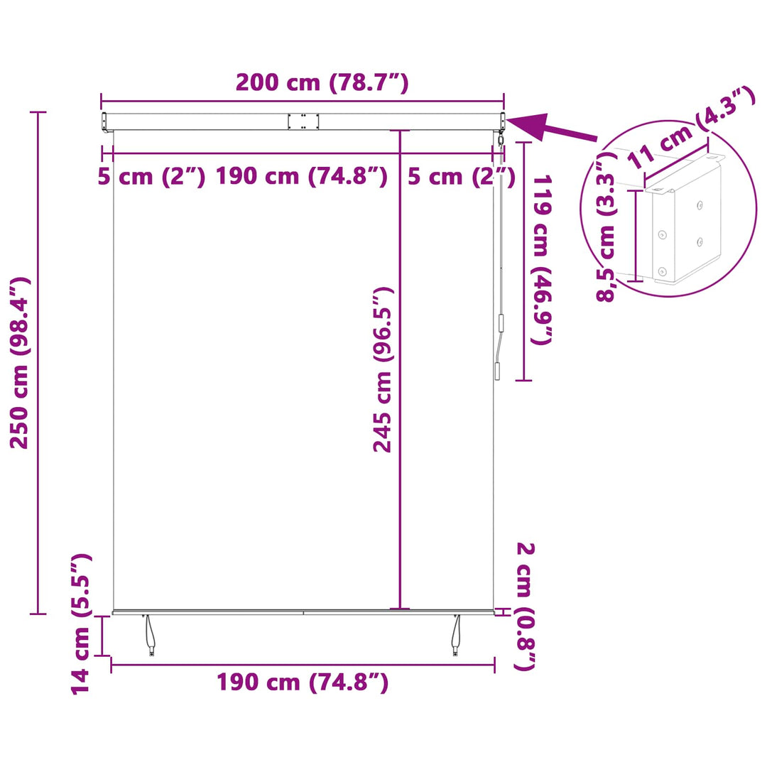 Rullegardin Orange og Brun 200 x 250 cm Stof og Aluminium