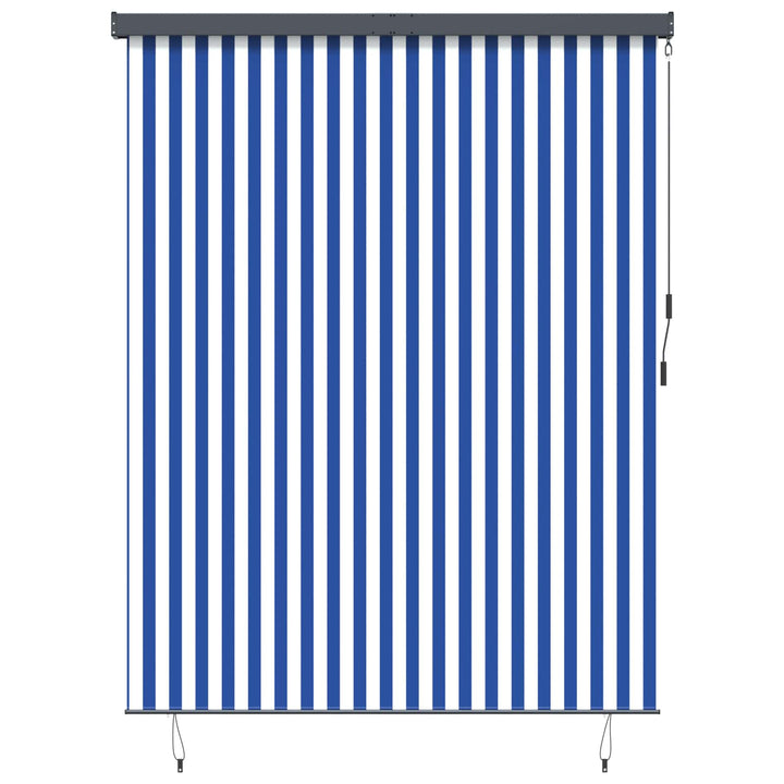 Rullegardin Blå og Hvid 200 x 250 cm Stof og Aluminium