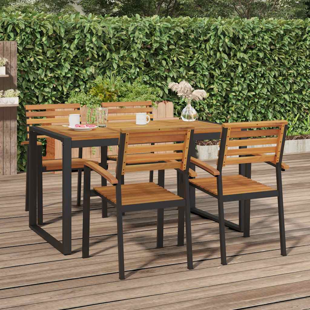 havebord med U-formede ben 140x80x75 cm massivt akacietræ