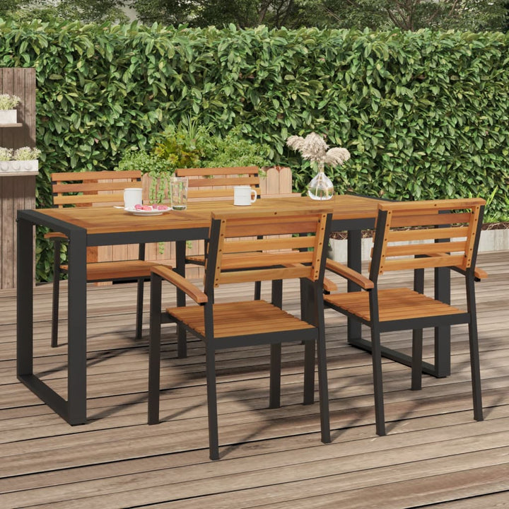 havebord med U-formede ben 180x90x75 cm massivt akacietræ