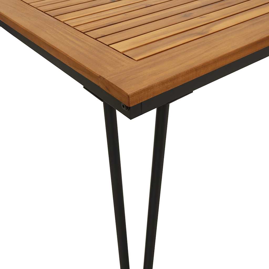 havebord med hairpin-bordben 140x80x75 cm massivt akacietræ