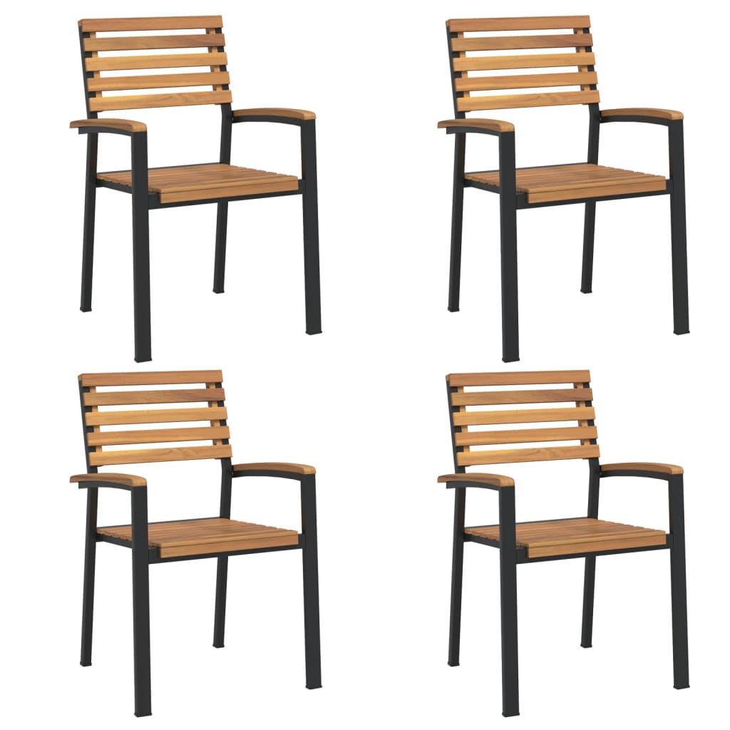 havestole 4 stk. stabelbare massivt akacietræ og metal
