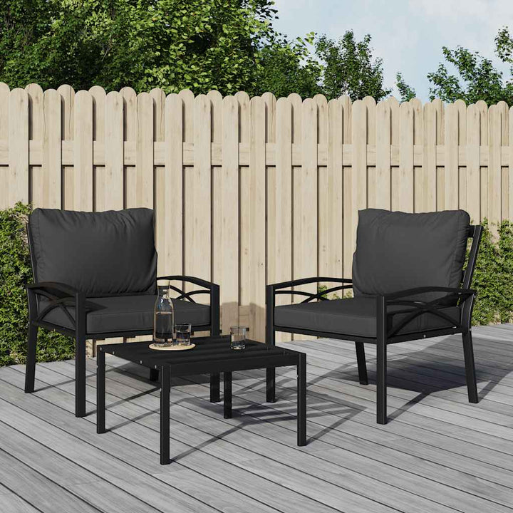 havestol med grå hynder 68x76x79 cm stål