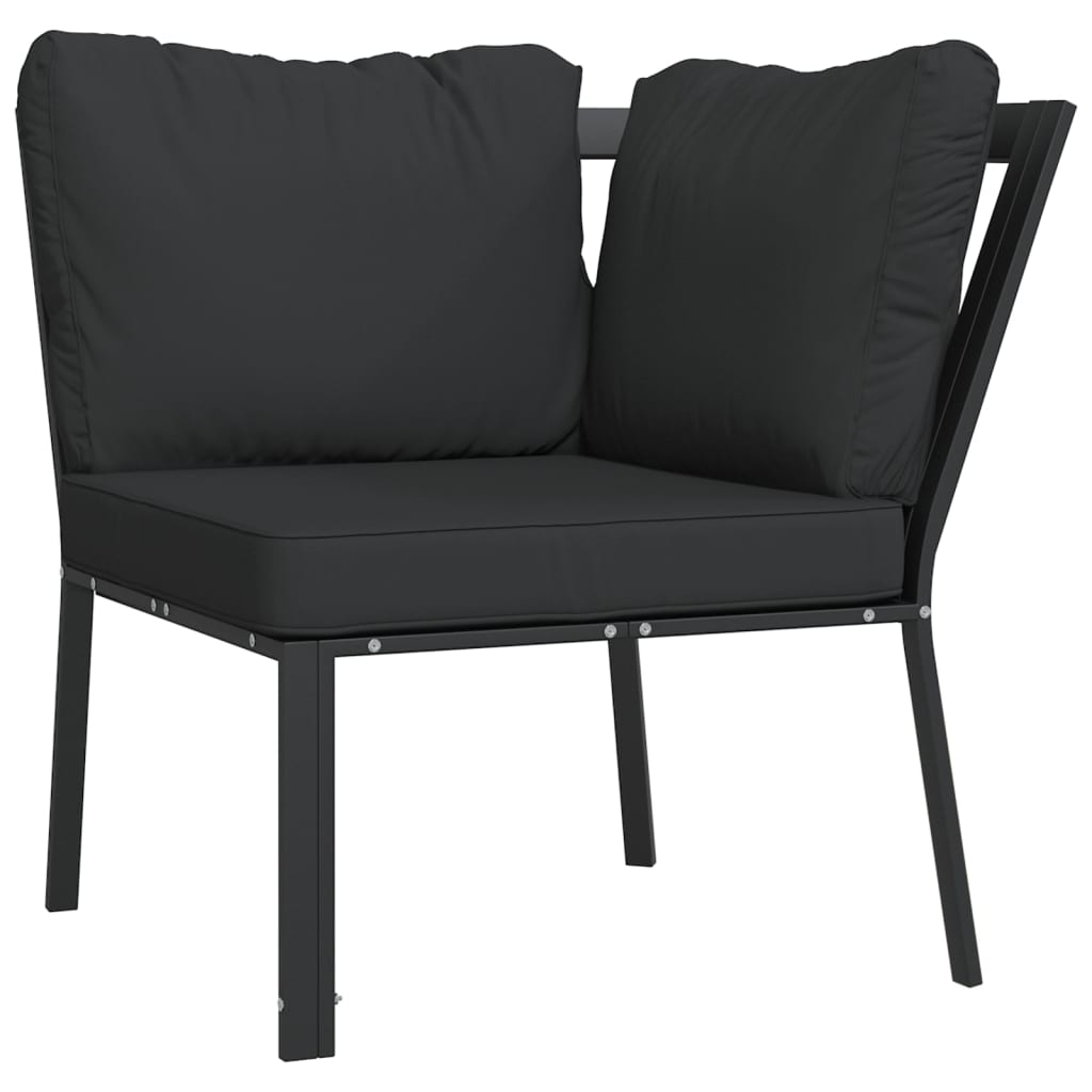 havestol med grå hynder 76x76x79 cm stål