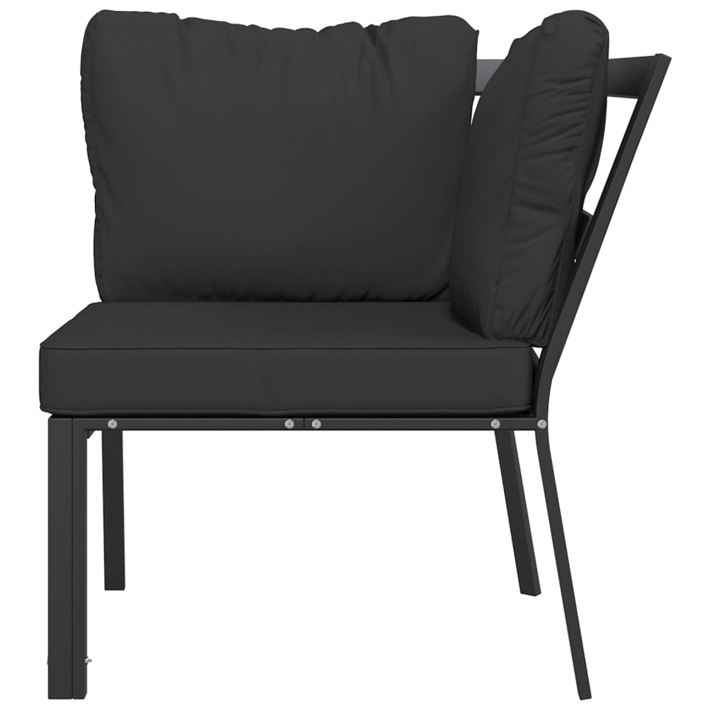 havestol med grå hynder 76x76x79 cm stål