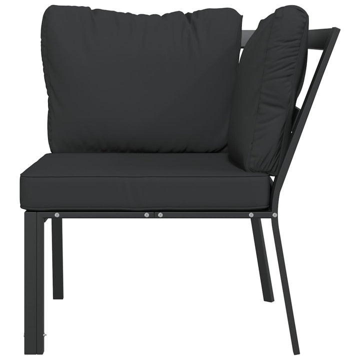 havestol med grå hynder 76x76x79 cm stål