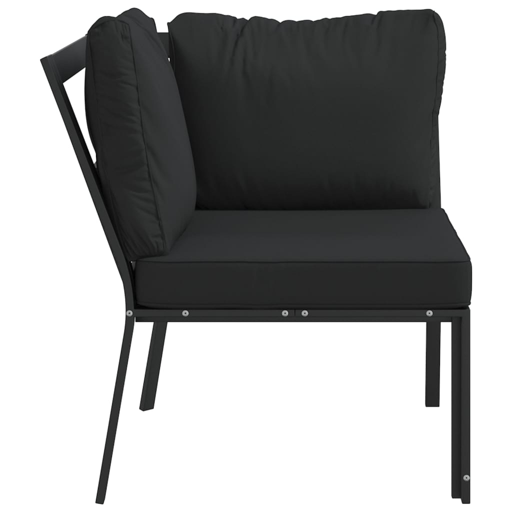 havestol med grå hynder 76x76x79 cm stål