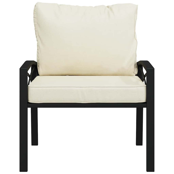 havestol med sandfarvede hynder 68x76x79 cm stål