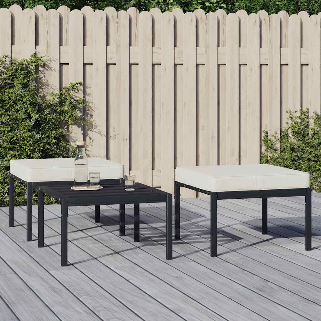 haveskamler 2 stk. med sandfarvede hynder 60x60x35 cm stål
