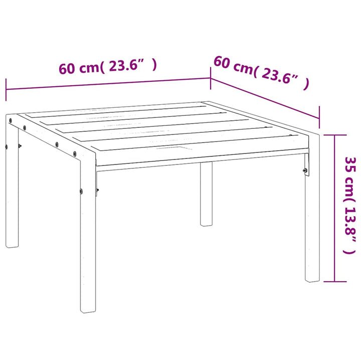 loungebord 60x60x35 cm stål sort