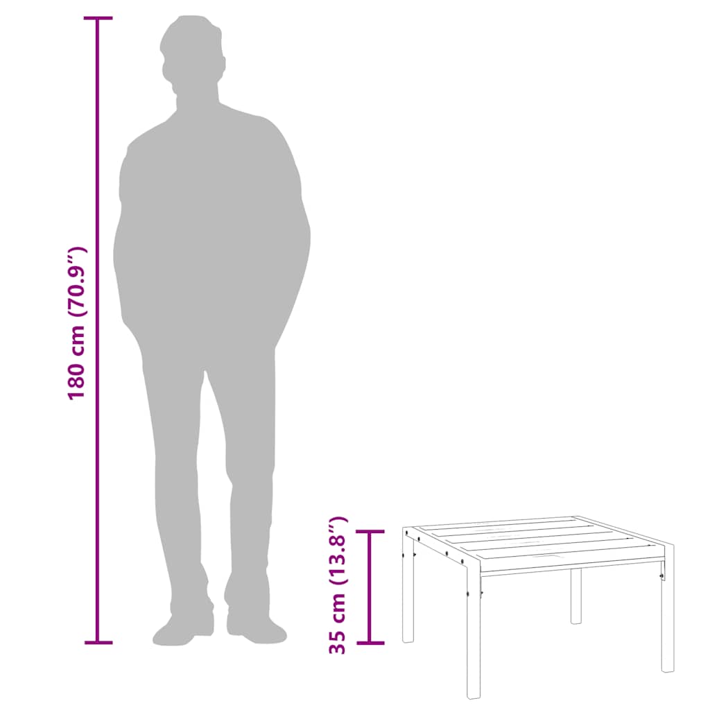 loungebord 60x60x35 cm stål sort
