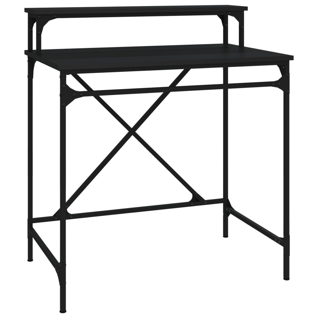 skrivebord 80x50x90 cm konstrueret træ og jern sort