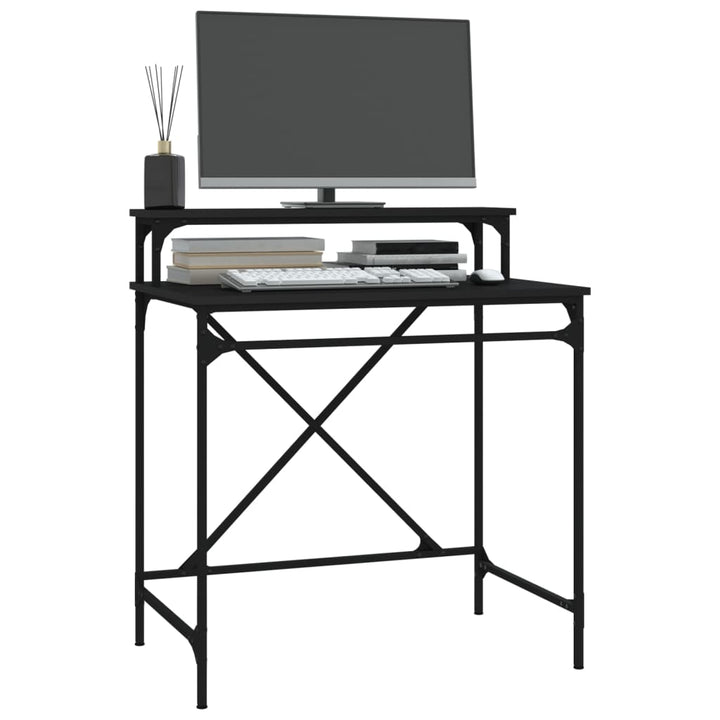 skrivebord 80x50x90 cm konstrueret træ og jern sort