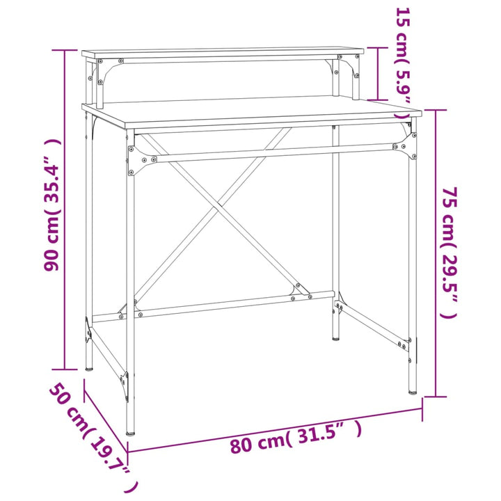 skrivebord 80x50x90 cm konstrueret træ og jern sort