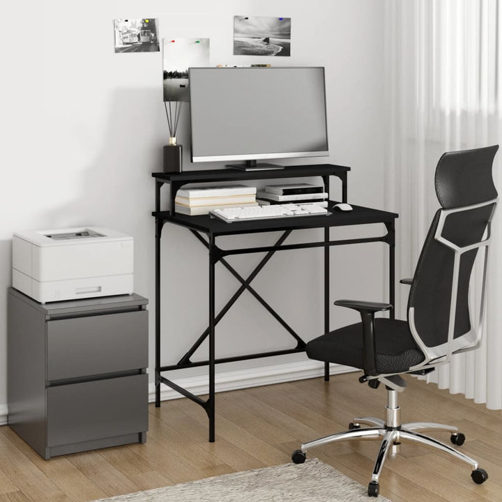skrivebord 80x50x90 cm konstrueret træ og jern sort