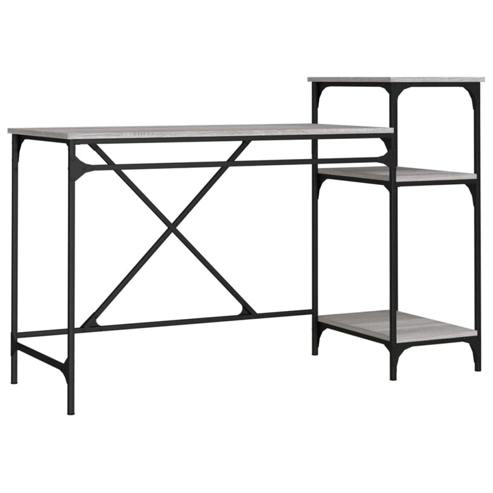 skrivebord 135x50x90 cm konstrueret træ og jern grå sonoma-eg