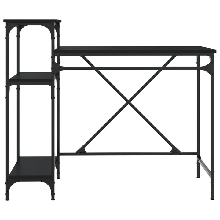 skrivebord m. hylder 105x50x90 cm konstrueret træ og jern sort