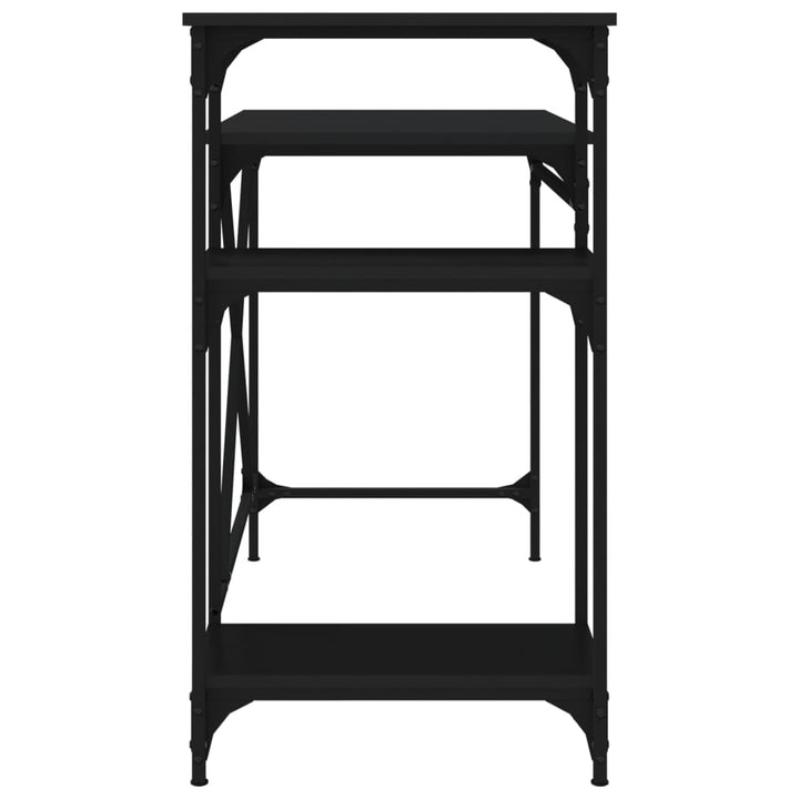 skrivebord m. hylder 105x50x90 cm konstrueret træ og jern sort