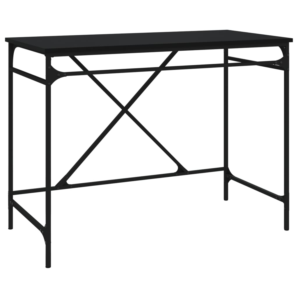 skrivebord 100x50x75 cm konstrueret træ og jern sort