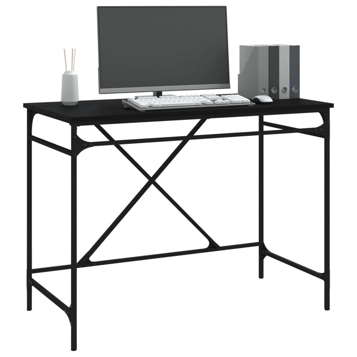 skrivebord 100x50x75 cm konstrueret træ og jern sort