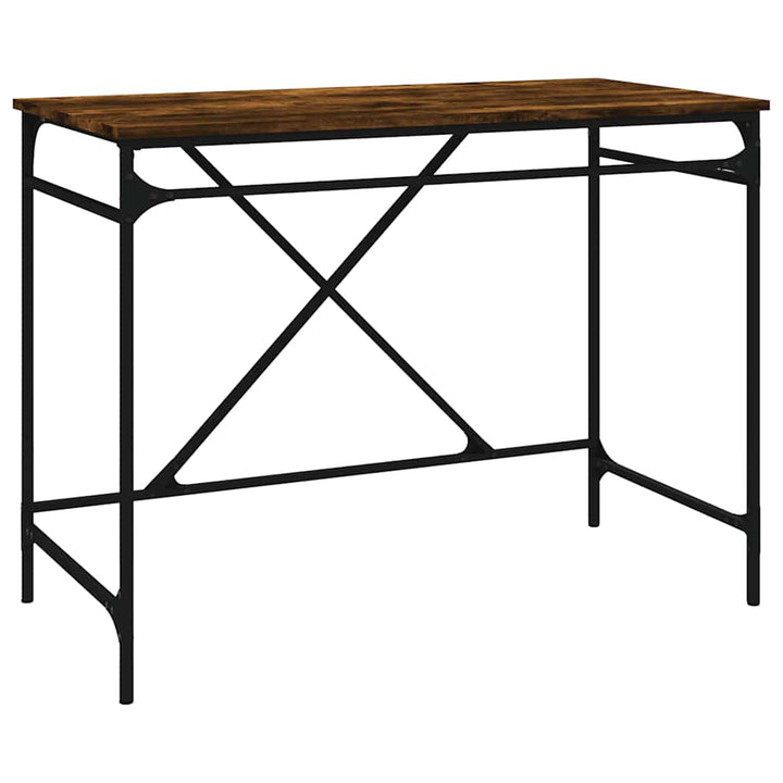skrivebord 100x50x75 cm konstrueret træ og jern røget eg