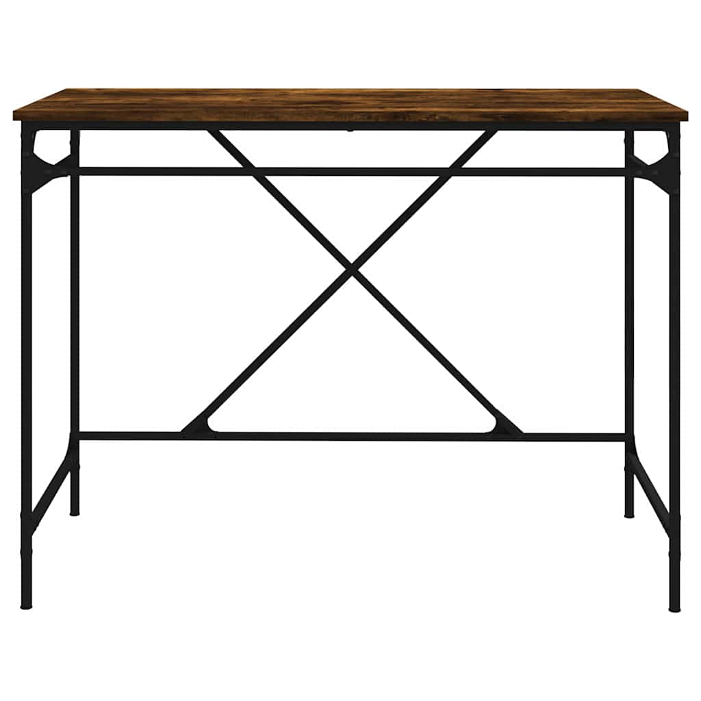 skrivebord 100x50x75 cm konstrueret træ og jern røget eg