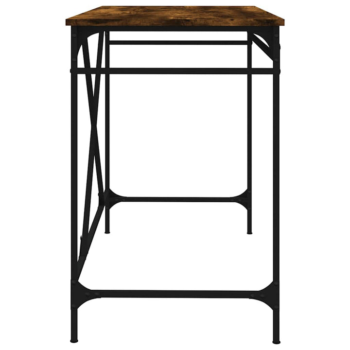 skrivebord 100x50x75 cm konstrueret træ og jern røget eg