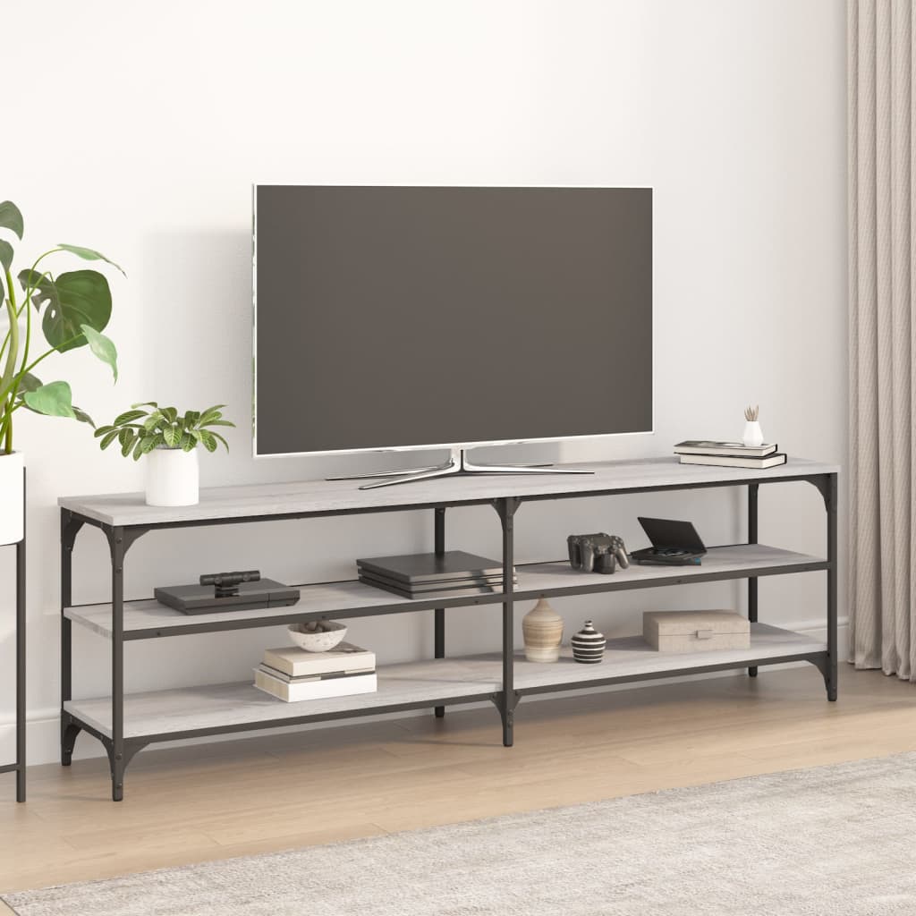 tv-bord 160x30x50 cm konstrueret træ grå sonoma-eg