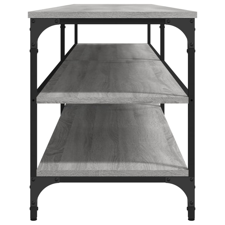 tv-bord 200x30x50 cm konstrueret træ og metal grå sonoma-eg