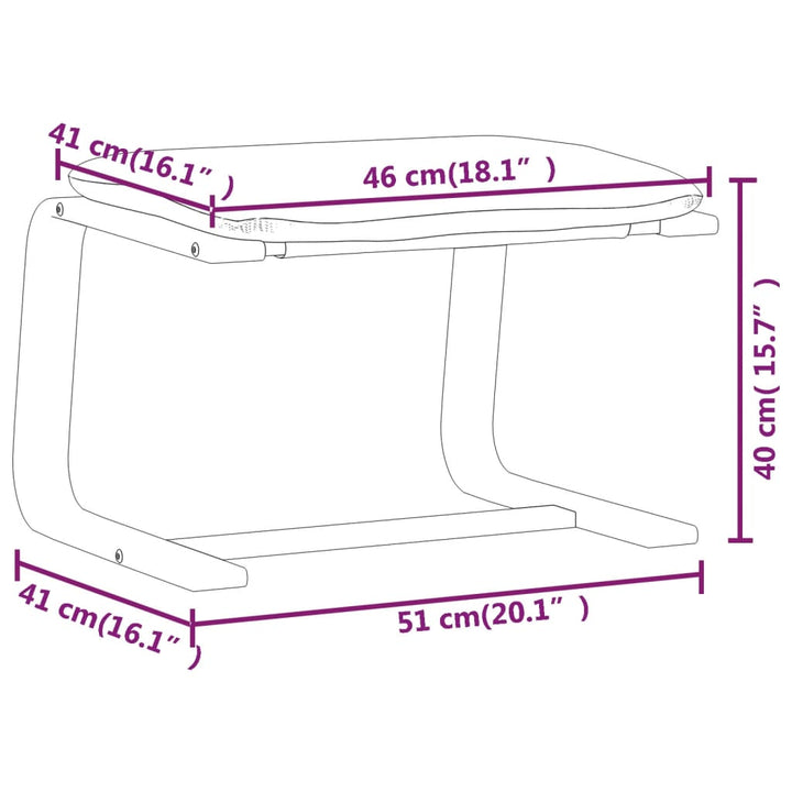 fodskammel 51x41x40 cm stof cremefarvet