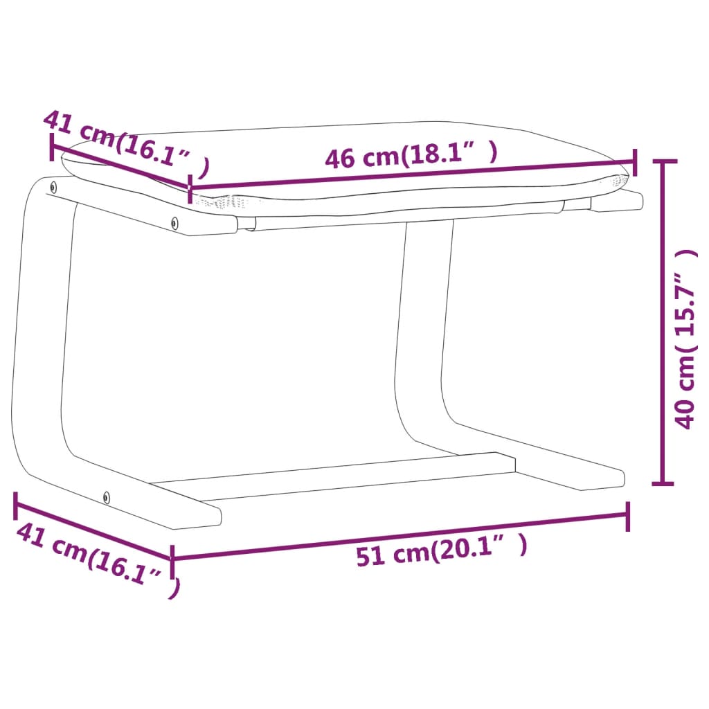fodskammel 51x41x40 cm stof sort