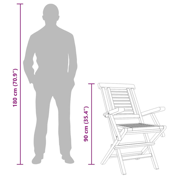 havestole 8 stk. 56x63x90 cm foldbare massivt teaktræ