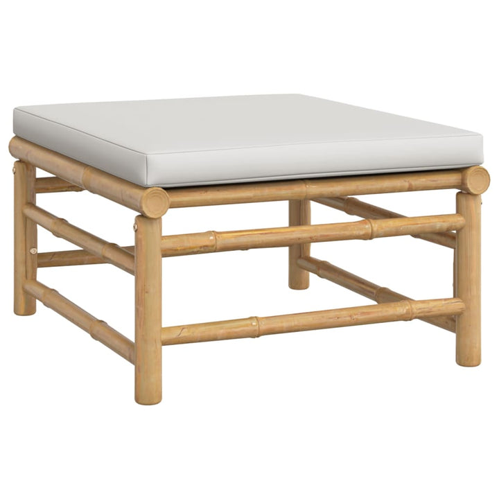 loungesæt til haven 5 dele med lysegrå hynder bambus