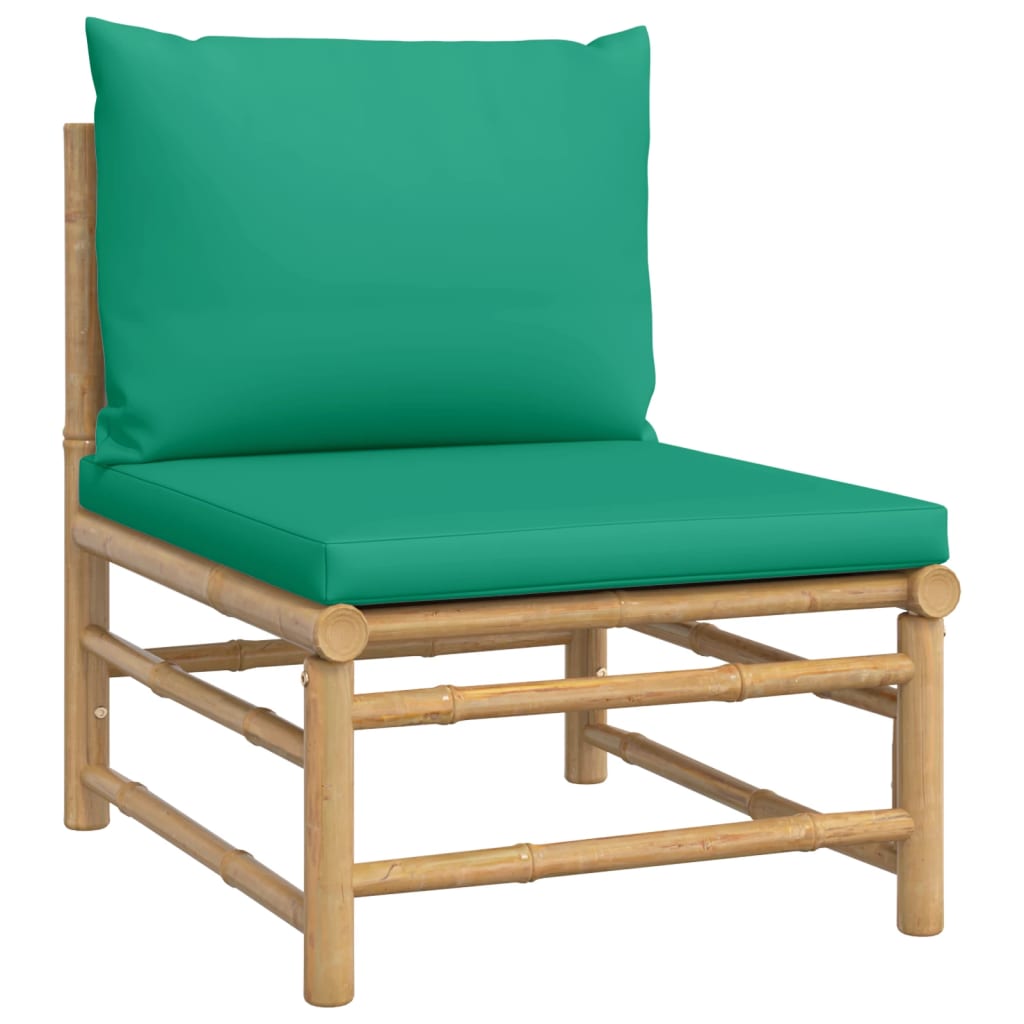 loungesæt til haven 11 dele med grønne hynder bambus