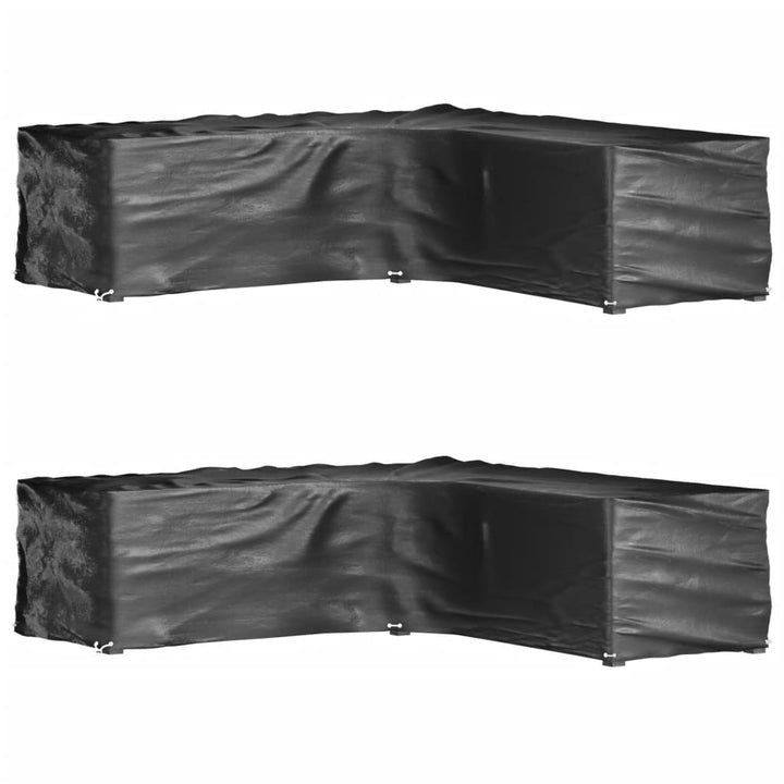 L-formede havemøbelovertræk 2 stk. 250x250x70 cm 16 øjer