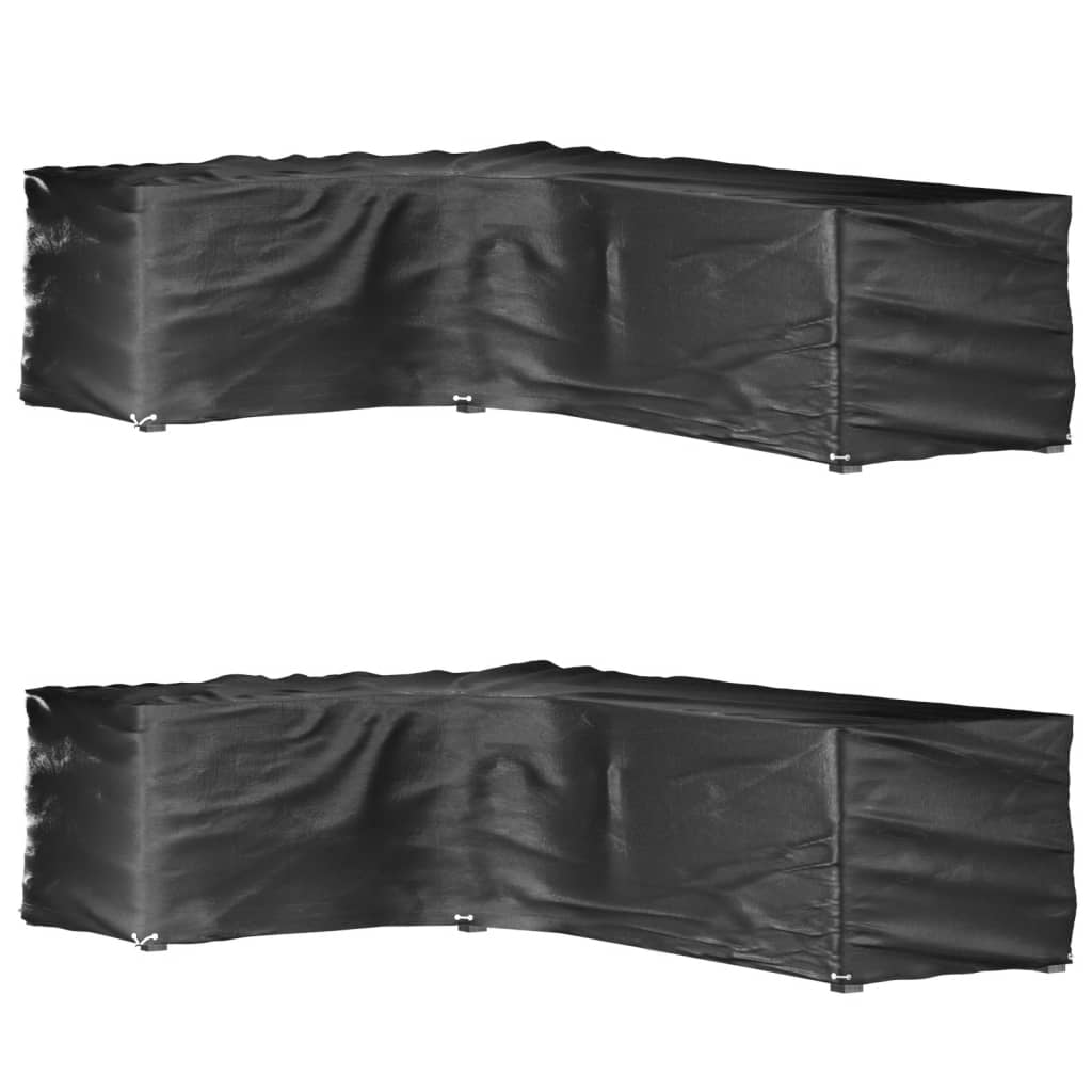 L-formede havemøbelovertræk 2 stk. 210x260x80 cm 16 øjer