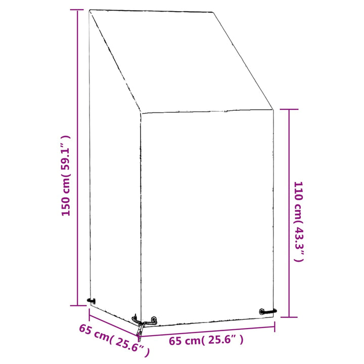 overtræk til havestol 2 stk. 65x65x110/150cm 8 øjer polyethylen