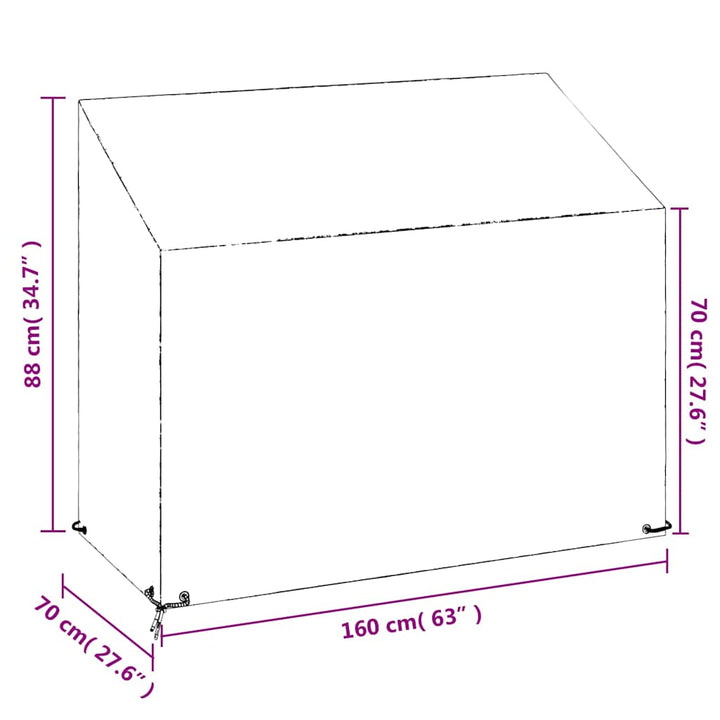 overtræk til havebænk 2 stk. 160x70x70/88 cm 8 øjer polyethylen