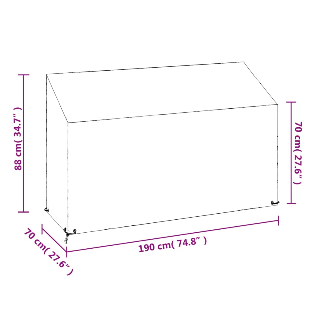 overtræk til havebænk 2 stk. 190x70x70/88 cm 8 øjer polyethylen
